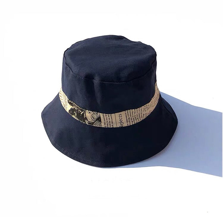 Reversible Bucket Hat With Newspaper Print