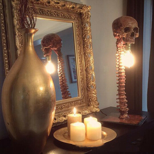 Skull With Vertebrae Lamp