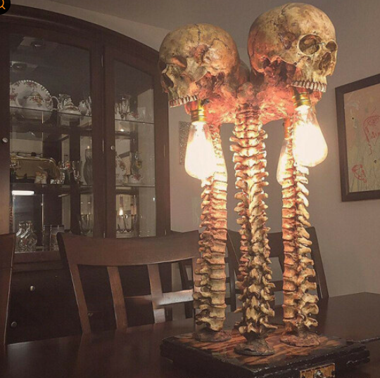 Skull With Vertebrae Lamp